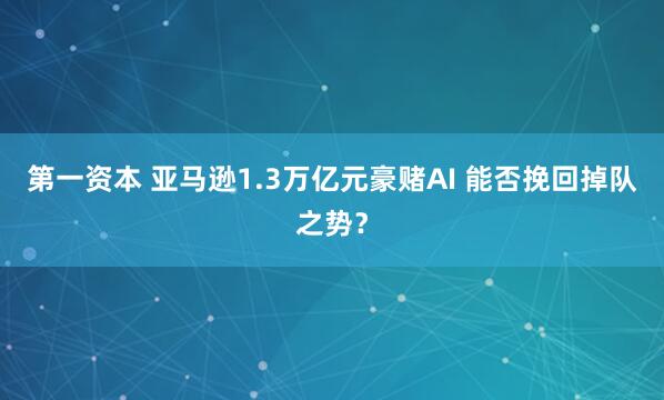 第一资本 亚马逊1.3万亿元豪赌AI 能否挽回掉队之势？