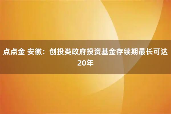 点点金 安徽：创投类政府投资基金存续期最长可达20年